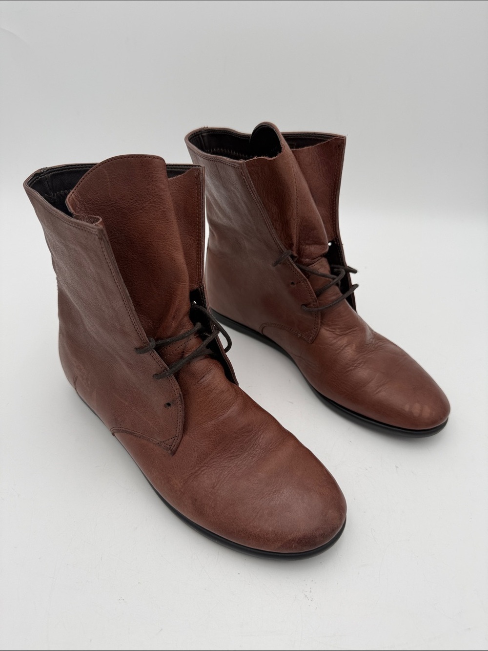 THE FLEXX Brown Leather Chukka Boots women 7.5 vintage Y2K casual office retro
